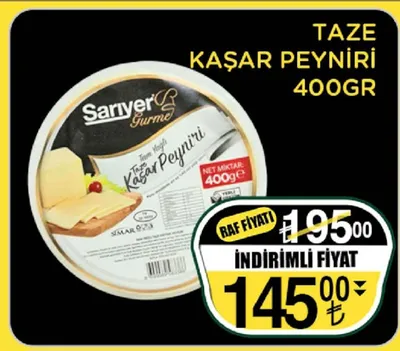 Sarıyer Gurme Taze Kaşar Peyniri 400Gr