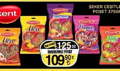 Kent Şeker Çeşitleri Poşet 375 Gr
