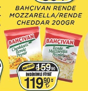 Bahçıvan Rende Mozzarella/Rende Cheddar 200Gr