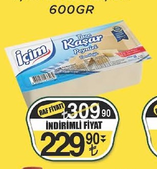 Içim Taze Kaşar Peyniri 600Gr
