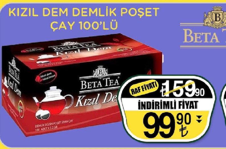 Beta Tea Kızıl Dem Demlik Poşet Çay 100'Lü