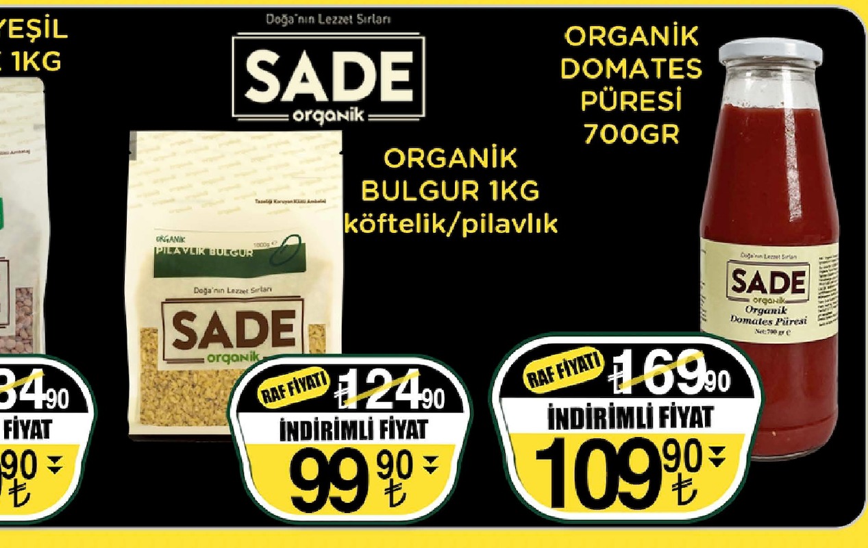 Sade Organik Bulgur 1Kg Köftelik/Pilavlık