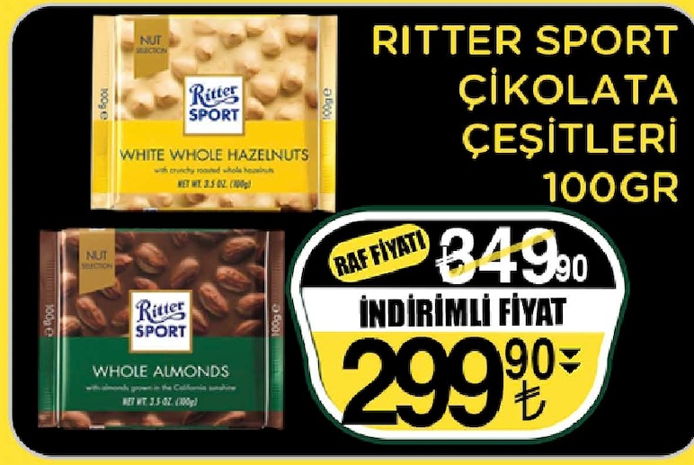 Ritter Sport Çikolata Çeşitleri 100Gr