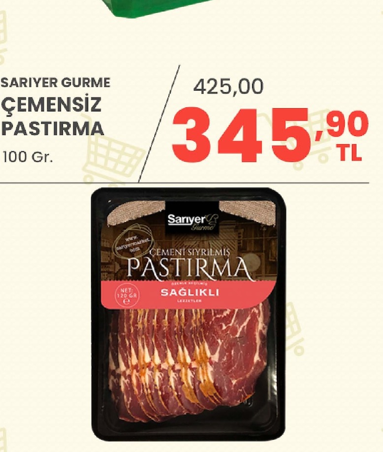 Sariyer Gurme Çemensiz Pastirma 100 Gr