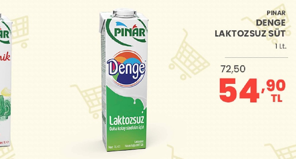 Pinar Denge Laktozsuz Süt 1Lt