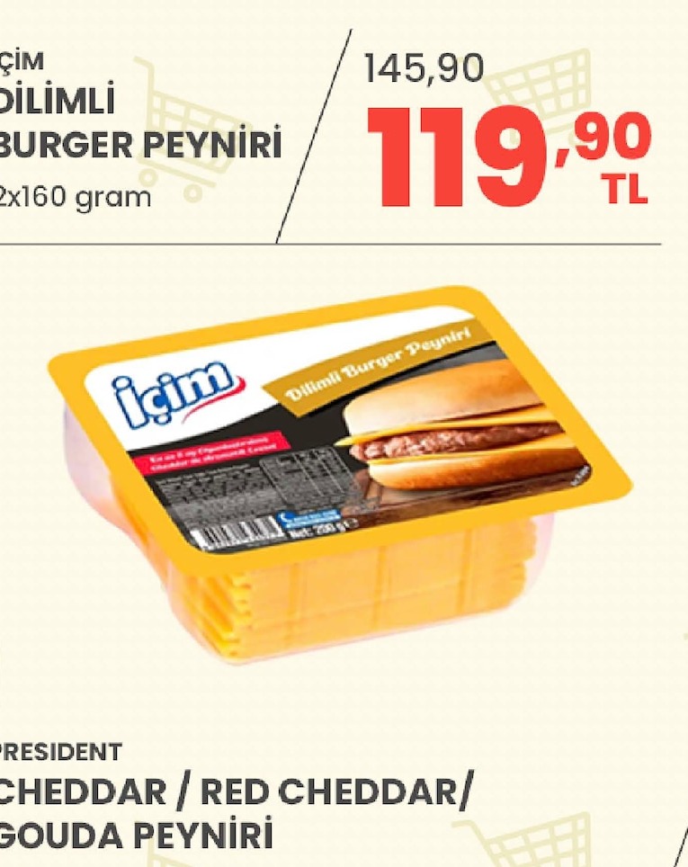 İçim Dilimli Burger Peyniri 2X160G