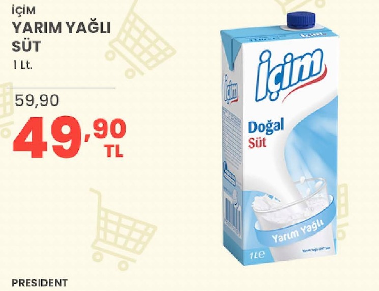 İçim Yarım Yağlı Süt 1Lt
