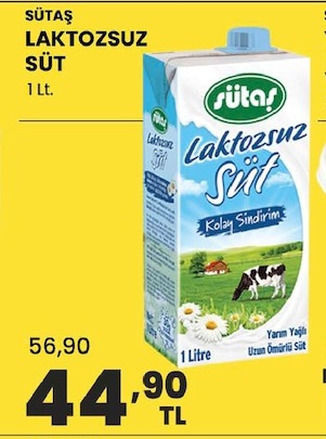 Sütaş Laktozsuz Süt 1 Lt.