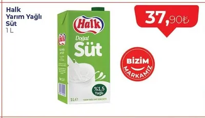 Halk Yarım Yağlı Süt 1 L