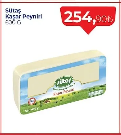 Sütaş Kaşar Peyniri 600 G