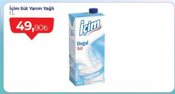 İçim Süt Yarım Yağlı 1L