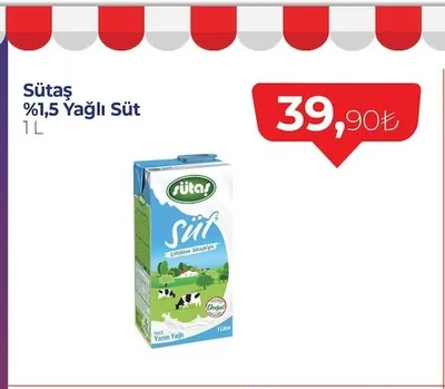 Sütaş %1,5 Yağlı Süt 1 L