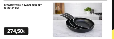 Redlon Teflon 3 Parça Tava Set 16-20-24 Cm