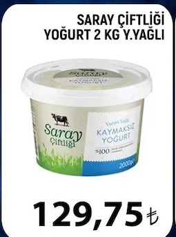 Saray Çiftliği Yoğurt 2 Kg Y.Yağlı