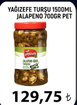 Yağizefe Turşu 1500Ml Jalapeno 700Gr Pet