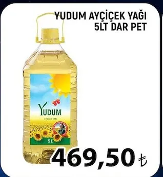Yudum Ayçiçek Yağı 5Lt Dar Pet