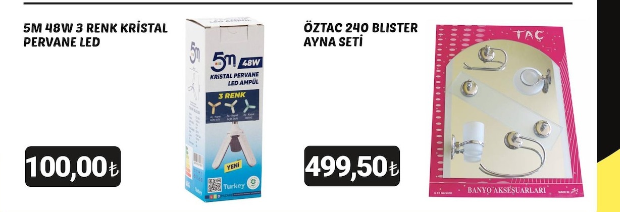 5M 48W 3 Renk Kristal Pervane Led