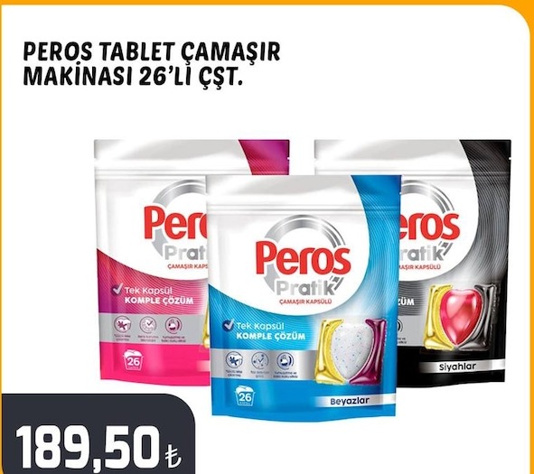 Peros Tablet Çamaşır Makinası 26'Lı Çşt.