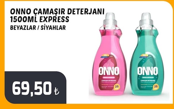 Onno Çamaşır Deterjanı 1500Ml Express Beyazlar / Siyahlar