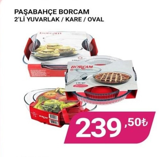 Paşabahçe Borcam 2'Li Yuvarlak/Kare/Oval