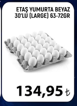 Etaş Yumurta Beyaz 30'Lu (Large) 63-72Gr