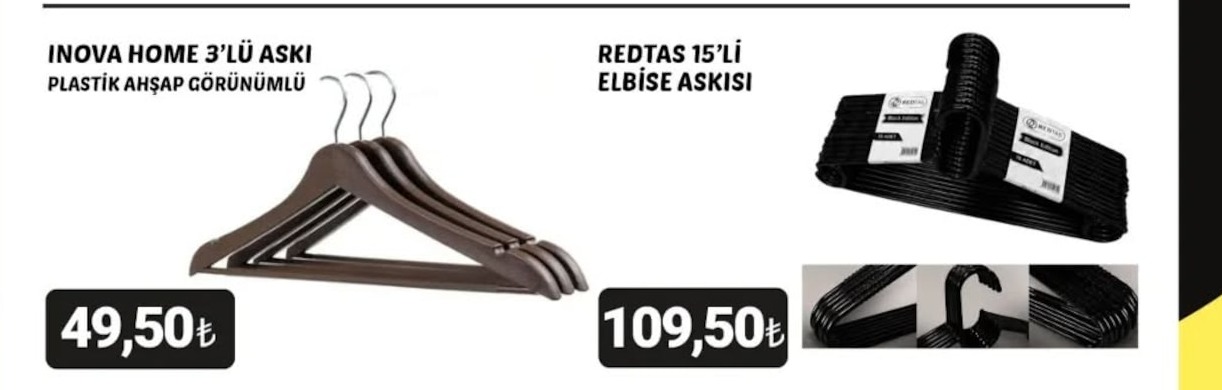 Inova Home 3'Lü Askı Plastik Ahşap Görünümlü