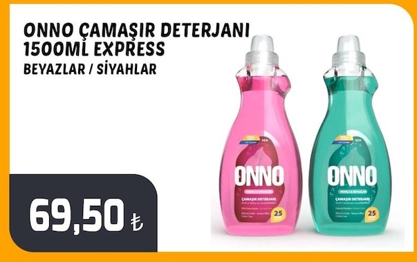 Onno Çamaşır Deterjanı 1500Ml Express Beyazlar / Siyahlar