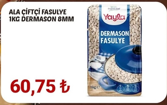 Ala Çiftçi Fasulye 1Kg Dermason 8Mm