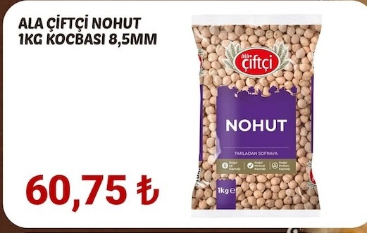 Ala Çiftçi Nohut 1Kg Kocabaşı 8,5Mm