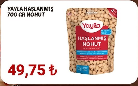 Yayla Haşlanmış Nohut 700Gr