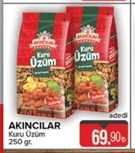 Akincilar Kuru Üzüm 250 Gr.