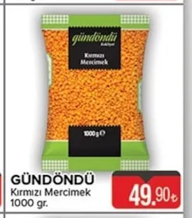Gündöndü Kırmızı Mercimek 1000 Gr.
