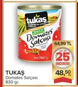 Tukaş Domates Salçası 830 Gr.