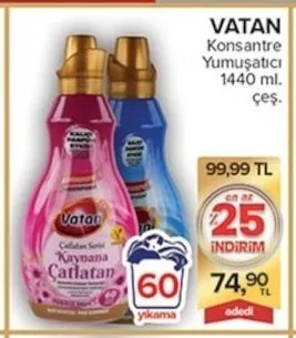 Vatan Konsantre Yumuşatıcı 1440 Ml. Çeş.