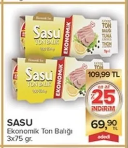 Sasu Ekonomik Ton Balığı 3X75 Gr.