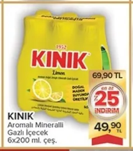 Kinik Aromalı Mineralli Gazlı İçecek 6X200 Ml. Çeşitleri
