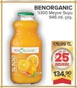 Benorganic %100 Meyve Suyu 946 Ml. Çeşitleri