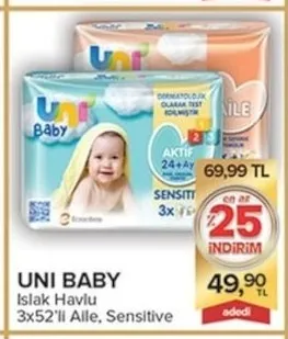 Uni Baby Islak Havlu 3X52'Li Aile, Sensitive