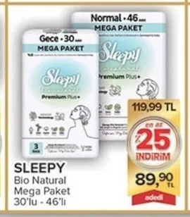 Sleepy Bio Natural Mega Paket 30'Lu - 46'Lı