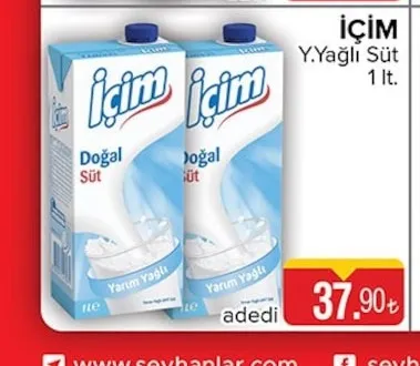 İçim Yarım Yağlı Süt 1 Lt