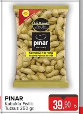 Pinar Kabuklu Fıstık Tuzsuz 250 Gr.