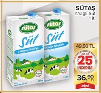 Sütaş Y.Yağlı Süt 1 Lt