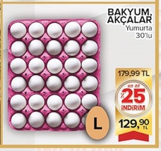 Bakyum Akçalar Yumurta 30'Lu