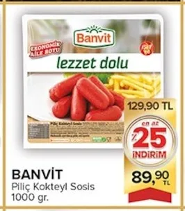 Banvit Piliç Kokteyl Sosis 1000 Gr.