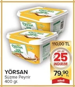 Yörsan Süzme Peynir 400 Gr.