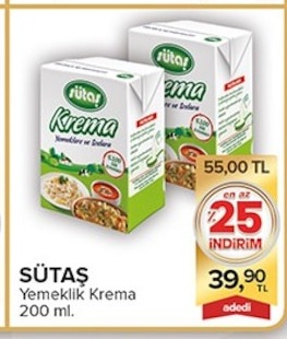 Sütaş Yemeklik Krema 200 Ml.