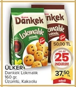 Ülker Dankek Lokmalık 160 Gr. Üzümlü, Kakaolu