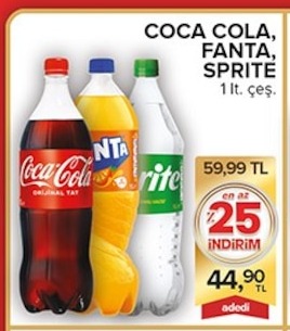 Coca Cola, Fanta, Sprite 1 Lt