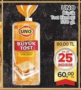 Uno Büyük Tost Ekmeği 550 Gr