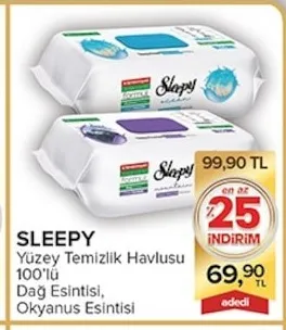Sleepy Yüzey Temizlik Havlusu 100'Lü